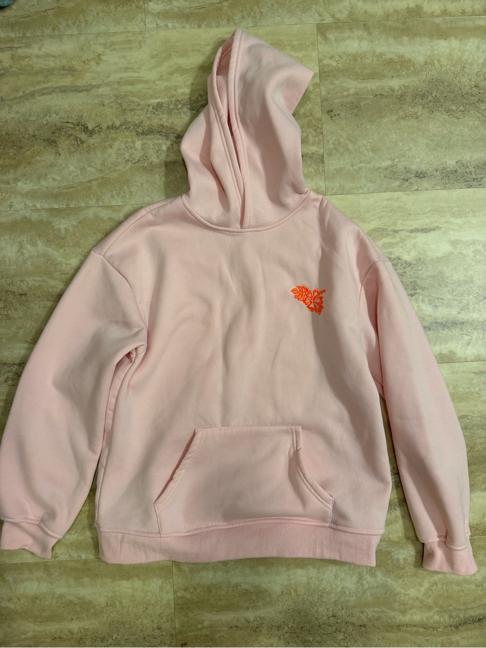 Women’s Pink embroidered Hooded Sweatshirt - Soft Pullover Hoodie